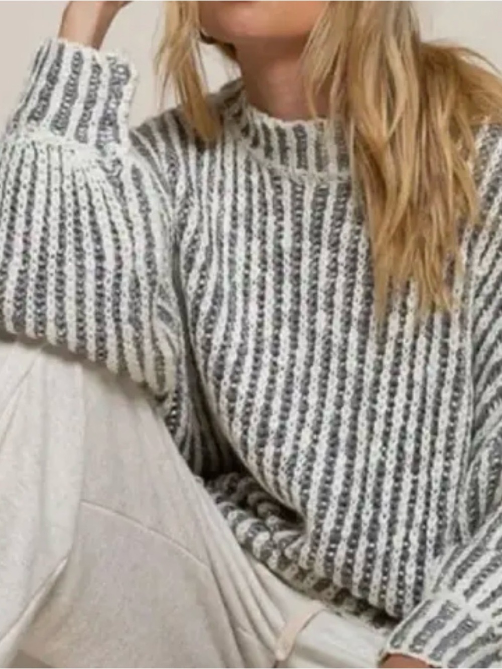 POL cozy stripe down sweater. Size Medium